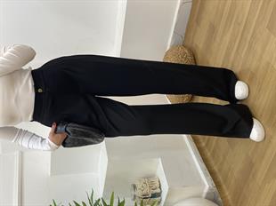 Siyah Modal Kumaş Arka Beli Lastikli Palazzo Pantolon 