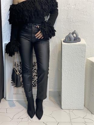 Siyah Mumlu Yüksek Bel Boyfit Jean 