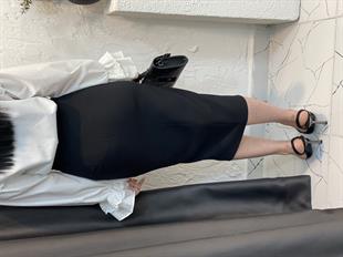 Orj Marka Siyah Önü Yırtmaçlı Kalem Etek