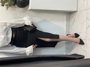 Orj Marka Siyah Önü Yırtmaçlı Kalem Etek