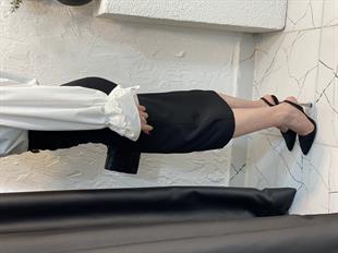 Orj Marka Siyah Önü Yırtmaçlı Kalem Etek