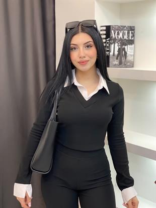 Siyah Ottoman Kumaş Likralı Takım 