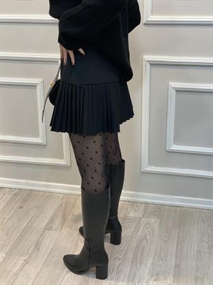 Siyah Piliseli Arkası Fermuarlı Etek