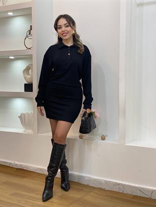 Siyah Polo Yaka Elbise