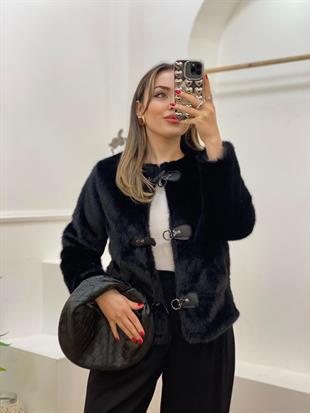 Siyah Premium Agraflı Kürk