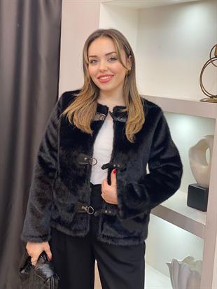 Siyah Premium Agraflı Kürk