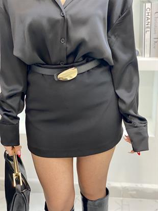 Siyah Premium Kalite Fermuarlı Etek