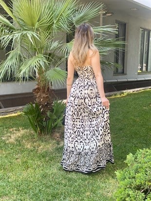 Siyah Straplez Model Gipeli Elbise