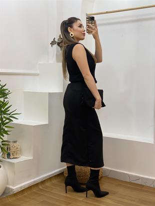 Siyah Süet Anvelop Etek