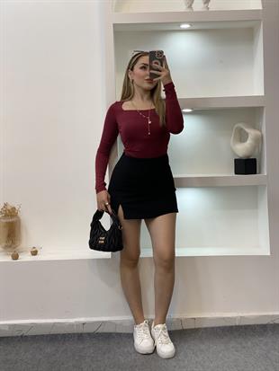 Siyah Tok Kumaş Premium Şort Etek