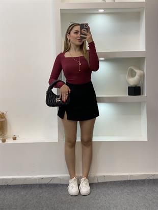 Siyah Tok Kumaş Premium Şort Etek