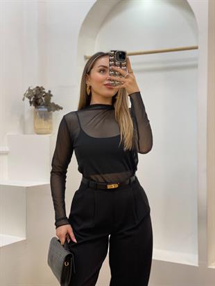 Siyah Tül Bluz