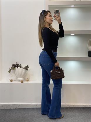 Siyah V Model Fitilli Basic Bluz
