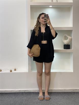 Siyah Valeur Marka Şortlu Takım