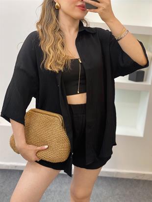 Siyah Valeur Marka Şortlu Takım