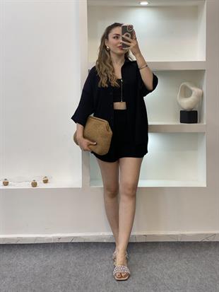 Siyah Valeur Marka Şortlu Takım