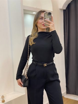 Siyah Yaka Düğümlü Body