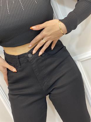 Siyah Yüksek Bel Boy Fit Jean 