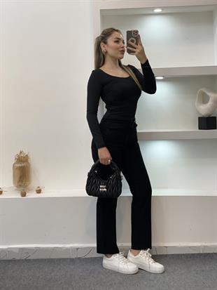 Siyah  Yüksek Bel Boyfit Jean