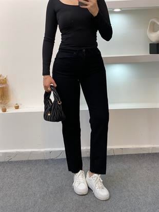 Siyah  Yüksek Bel Boyfit Jean