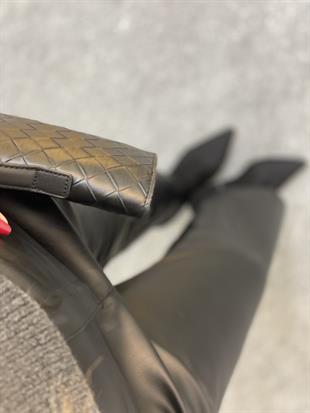 Siyah Yüksek Bel Deri Pantolon 