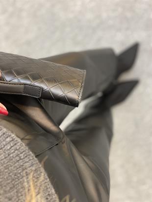 Siyah Yüksek Bel Deri Pantolon 