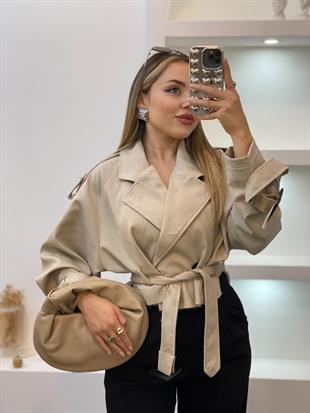 Taş Renk Premium Seri Kuşaklı Trenç