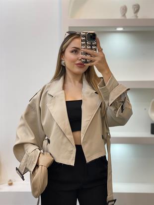 Taş Renk Premium Seri Kuşaklı Trenç