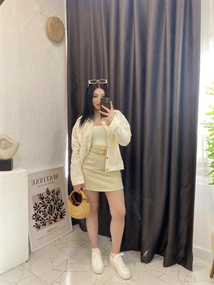 Tasarım Bej Nakışlı Ceket 