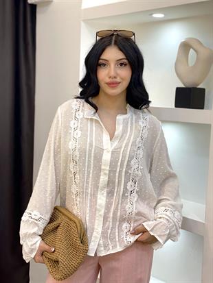 Tasarım Dantel Detaylı Gömlek 
