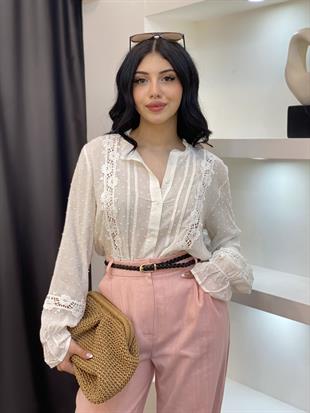 Tasarım Dantel Detaylı Gömlek 