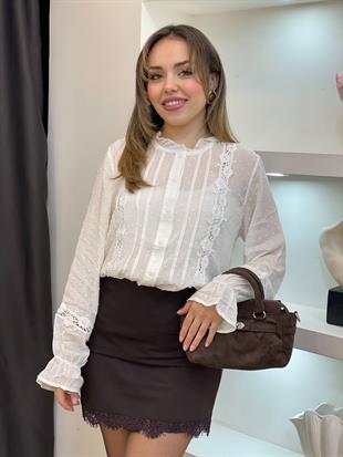 Tasarım Dantel Detaylı Gömlek 