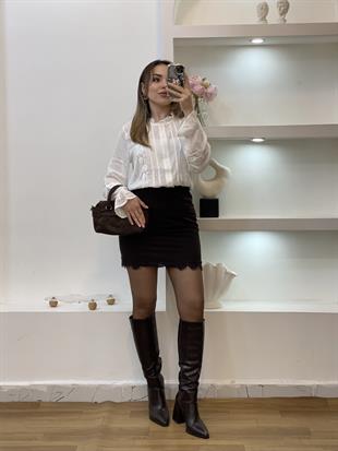 Tasarım Dantel Detaylı Gömlek 