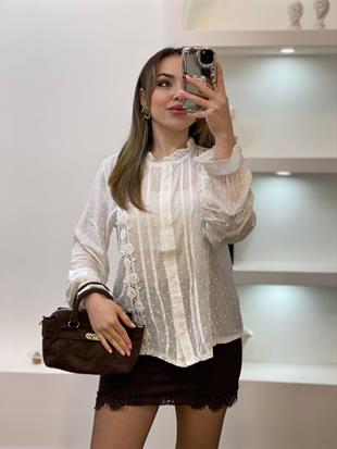 Tasarım Dantel Detaylı Gömlek 