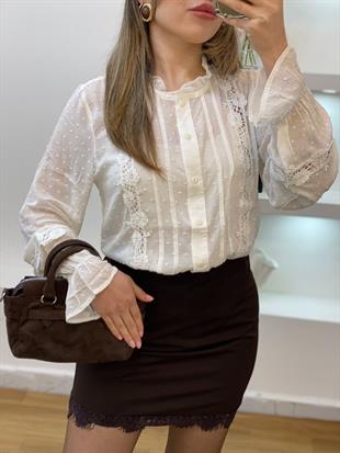 Tasarım Dantel Detaylı Gömlek 