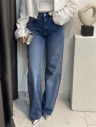 Tasarım Full Taşlı Straight Jean 