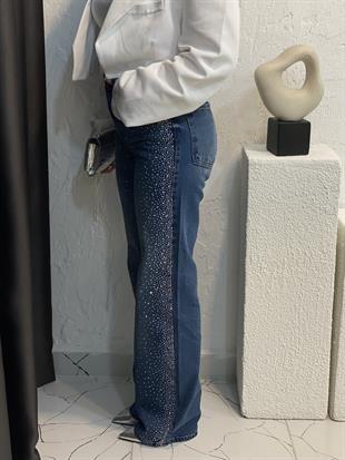 Tasarım Full Taşlı Straight Jean 
