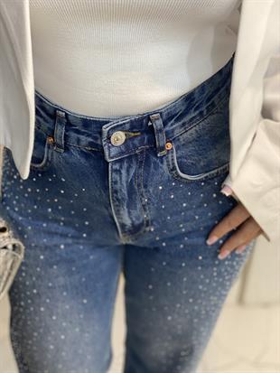 Tasarım Full Taşlı Straight Jean 
