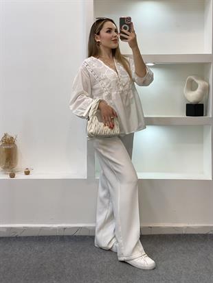 Tasarım Nakışlı Bohem Bluz