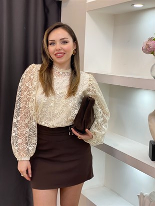 Tasarım Özel Seri Güpürlü Bluz