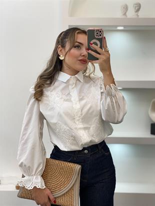 Tasarım Prenses Kol Nakışlı Gömlek 