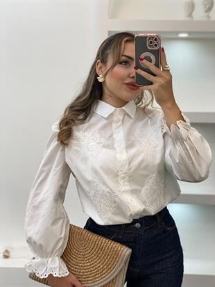 Tasarım Prenses Kol Nakışlı Gömlek 