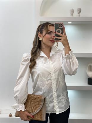 Tasarım Prenses Kol Nakışlı Gömlek 