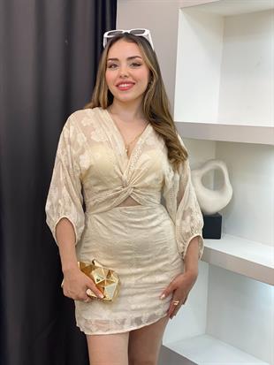 Transparan Mini Dekolteli Elbise 