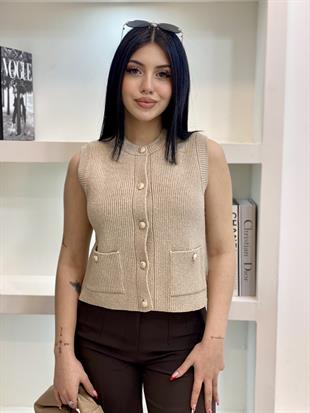 Vizon Gold Düğmeli Premium Triko