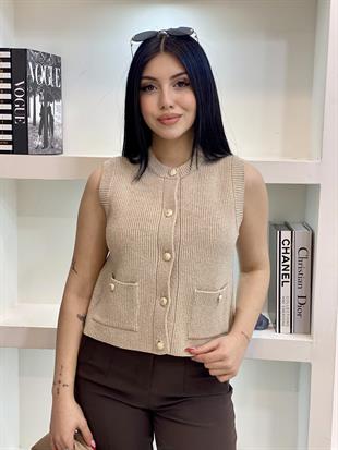 Vizon Gold Düğmeli Premium Triko