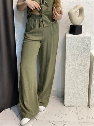 Yeşil Renk Premium Natural Keten Takım