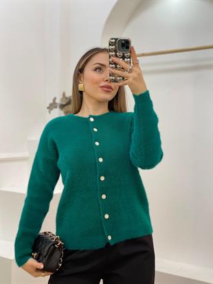 Yeşil Yumoş Dokulu Hırka 