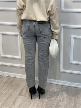 ZR Marka Antrasit Kesik Paça Boyfit Jean 
