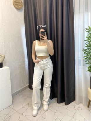 ZR Marka Beyaz Straight Jean 
